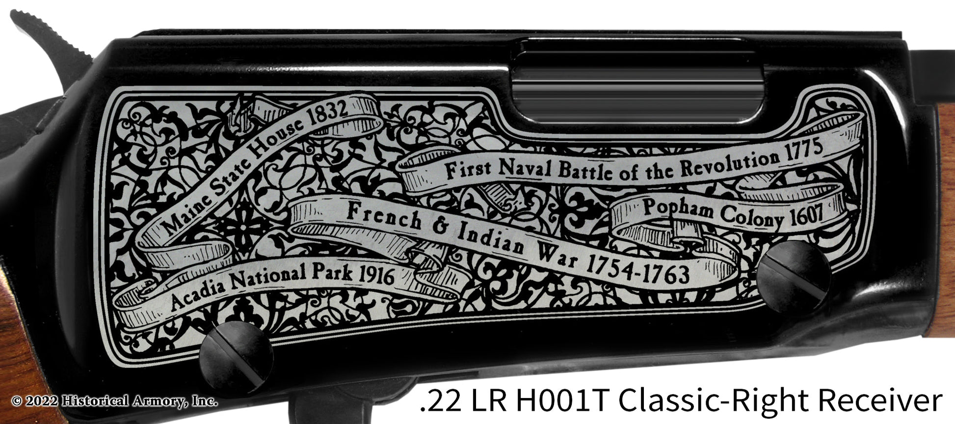 Maine State Pride Engraved H00T Receiver detail Henry Rifle