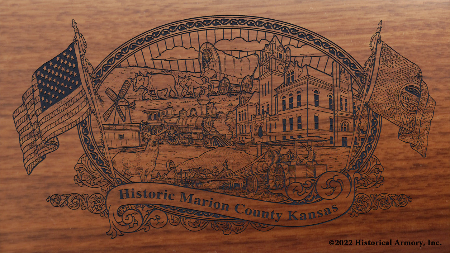 Marion County Kansas Engraved Rifle Buttstock