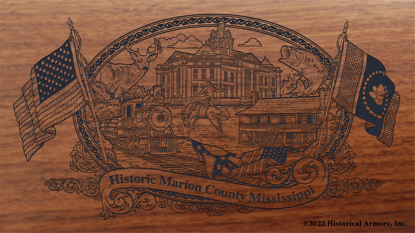 Marion County Mississippi Engraved Rifle Buttstock