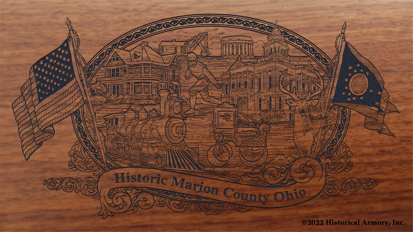 Marion County Ohio Engraved Rifle Buttstock