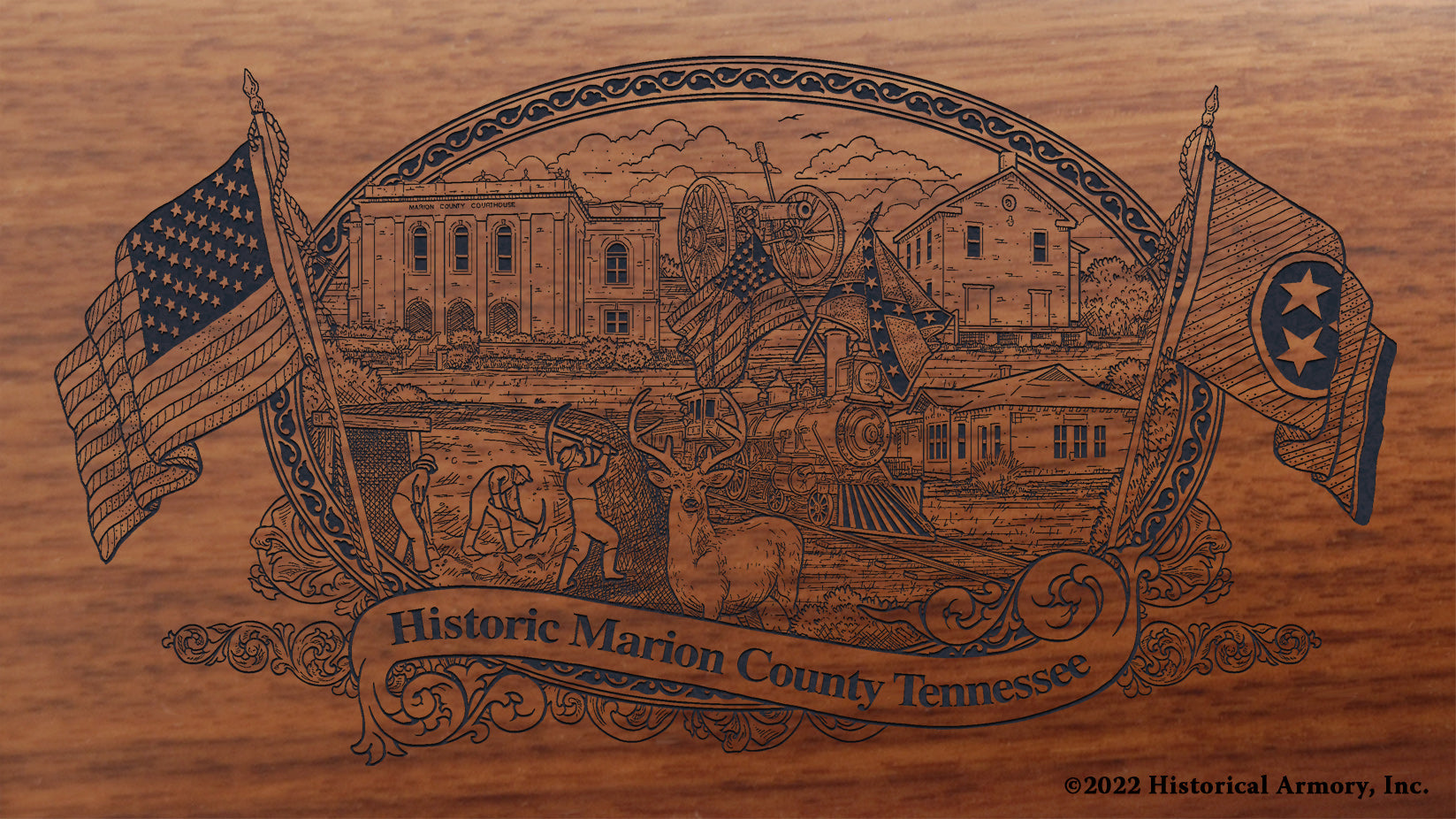 Marion County Tennessee Engraved Rifle Buttstock
