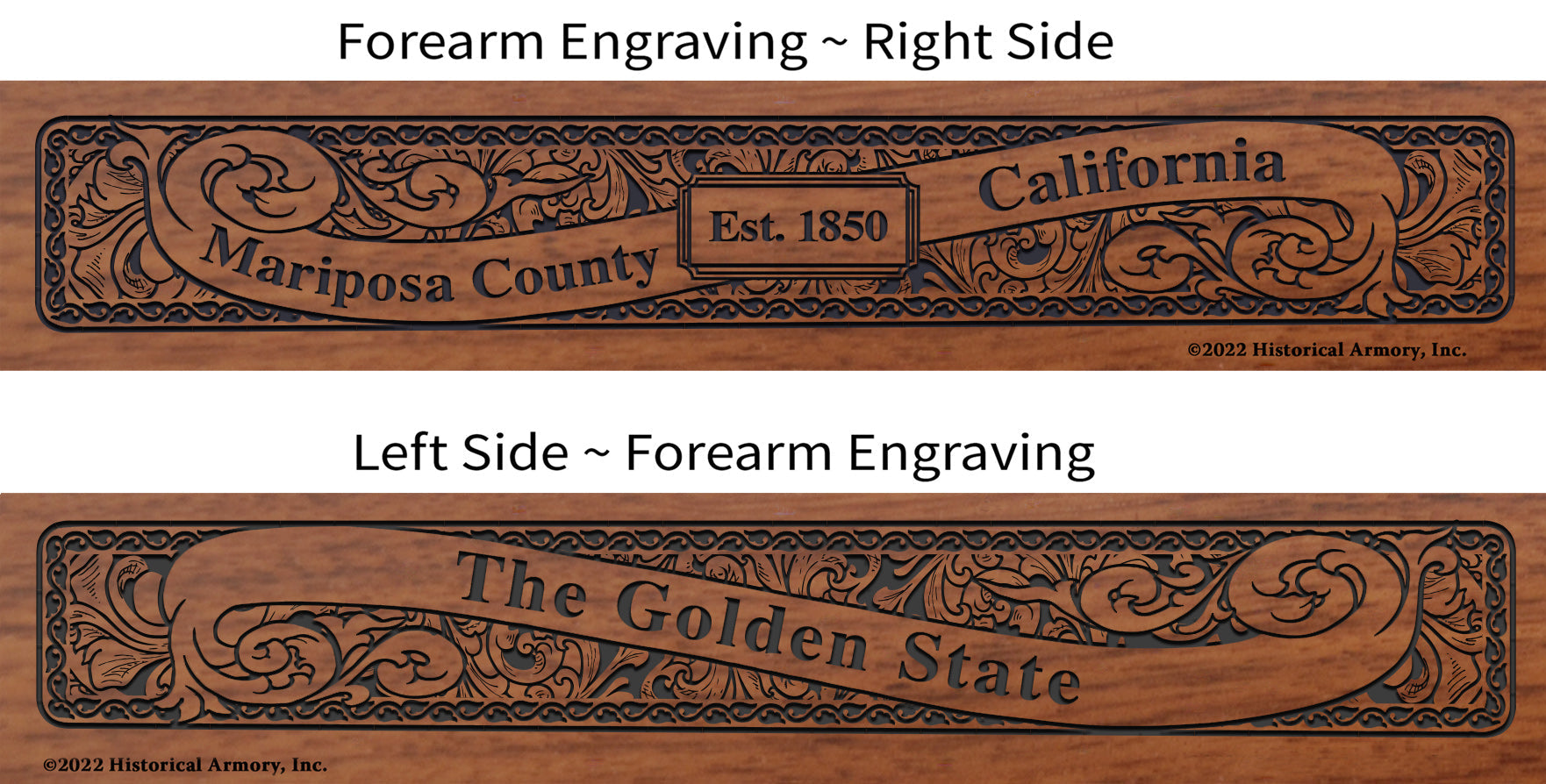 Mariposa County California Engraved Rifle Forearm