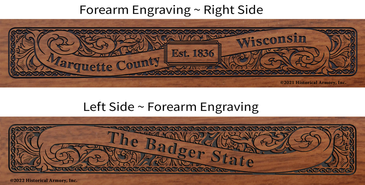 Marquette County Wisconsin Engraved Rifle Forearm