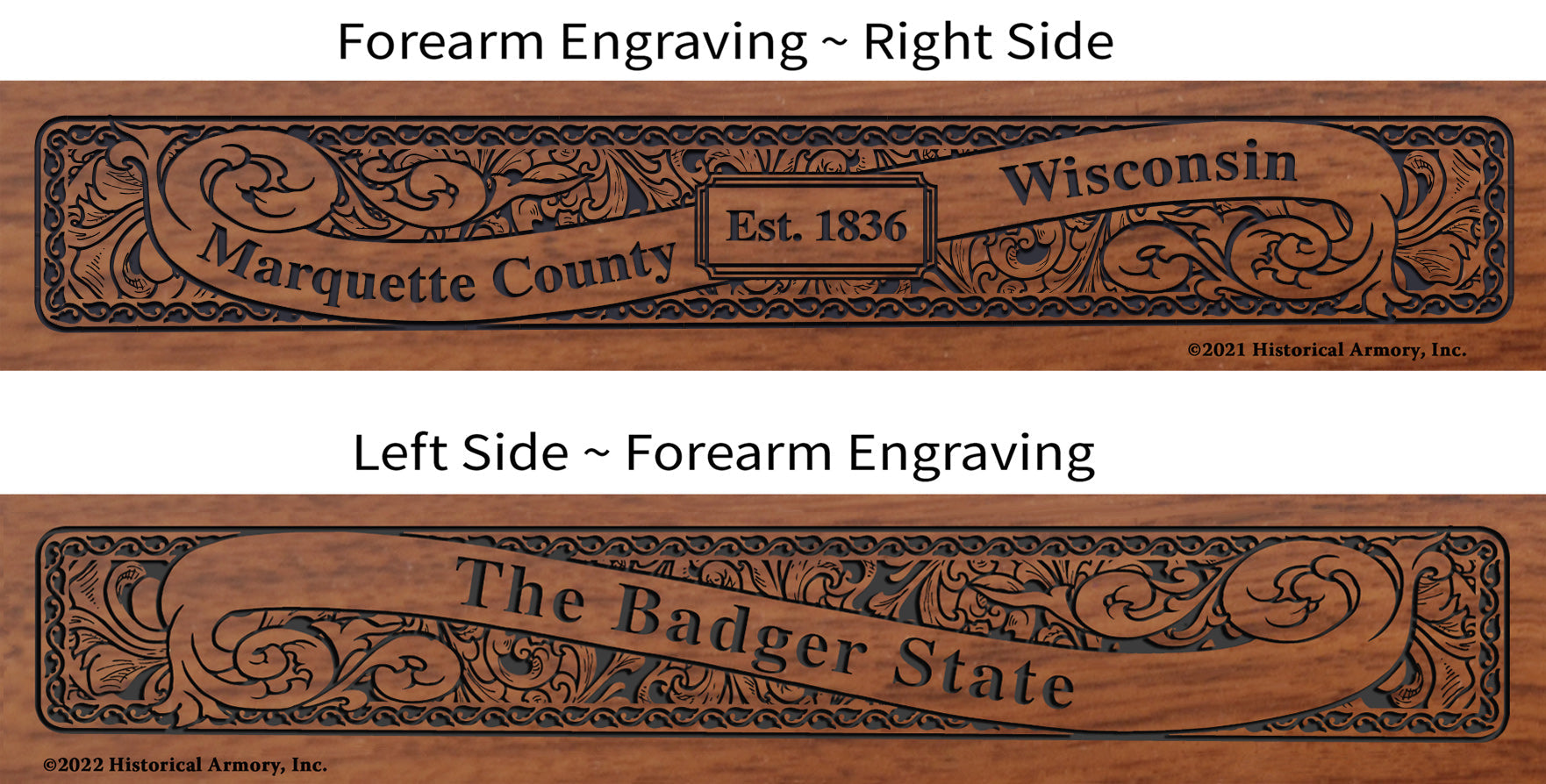 Marquette County Wisconsin Engraved Rifle Forearm
