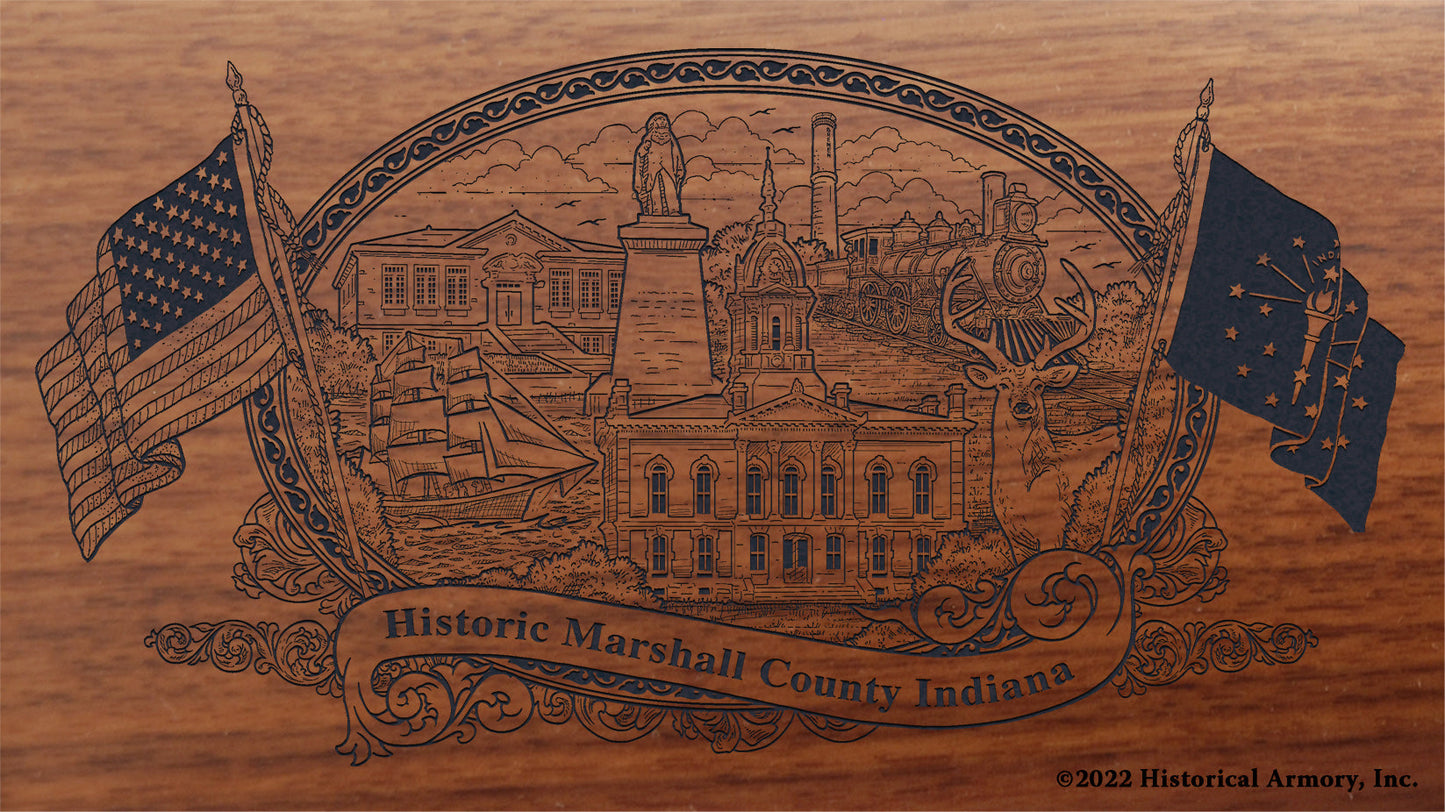 Marshall County Indiana Engraved Rifle Buttstock