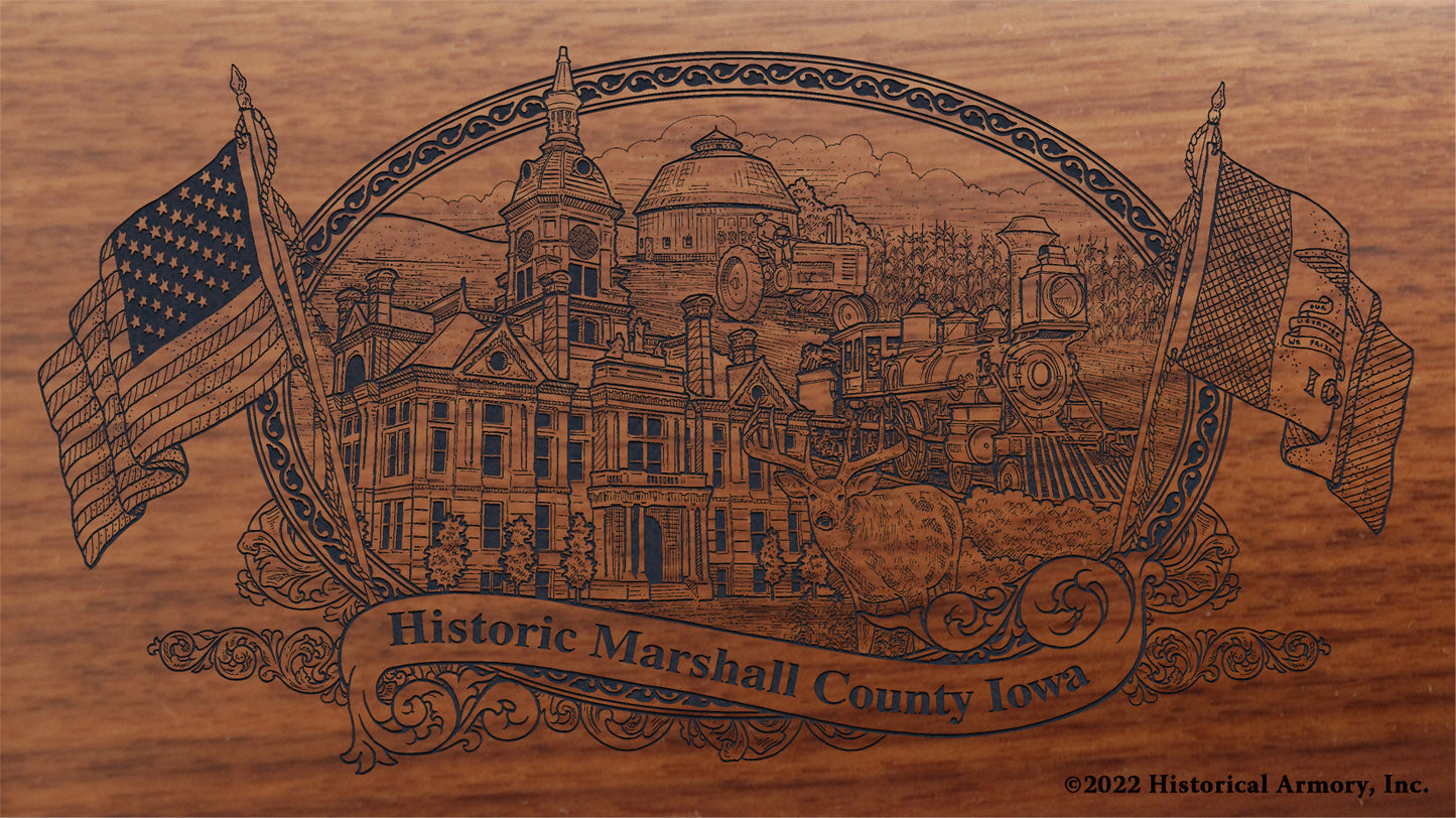 Marshall County Iowa Engraved Rifle Buttstock