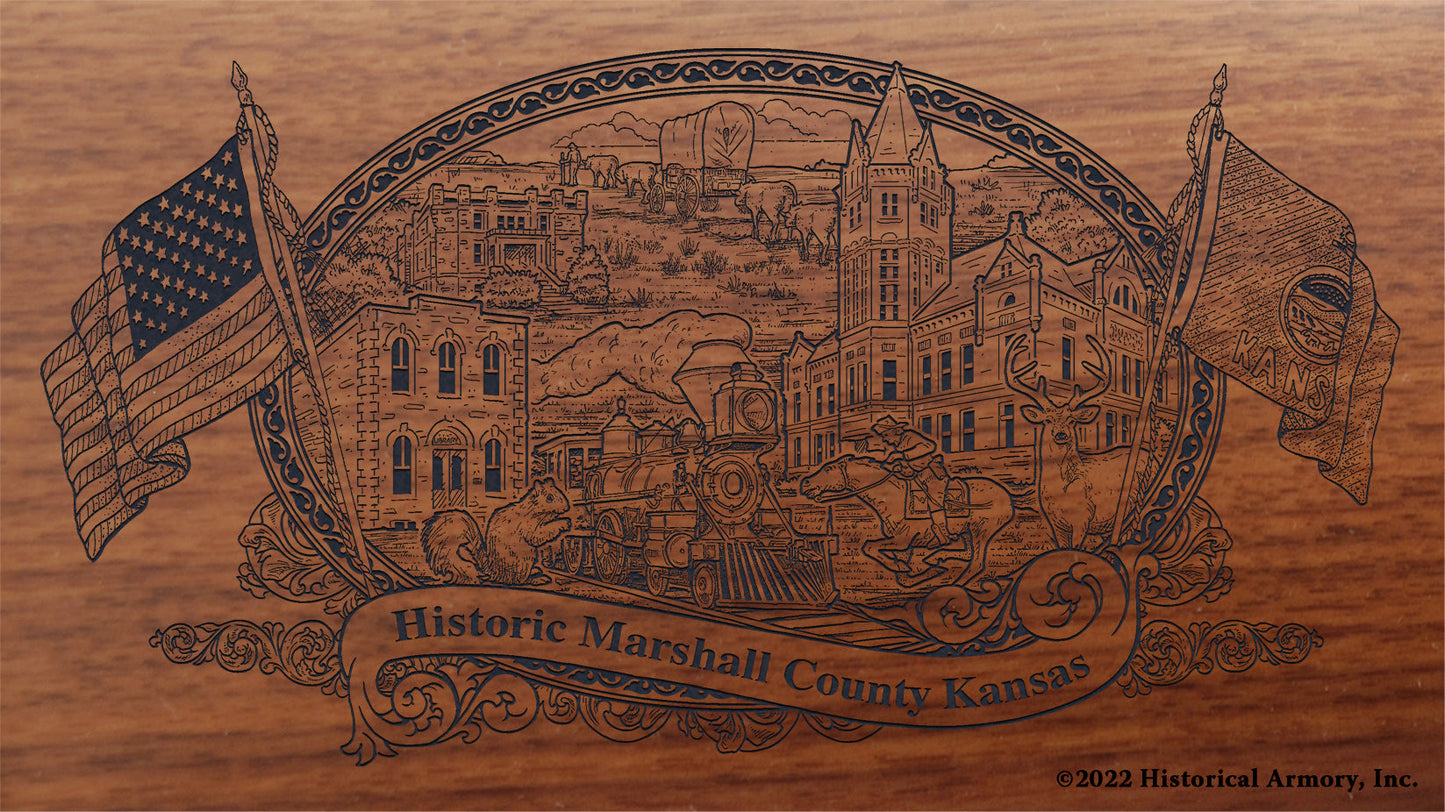 Marshall County Kansas Engraved Rifle Buttstock