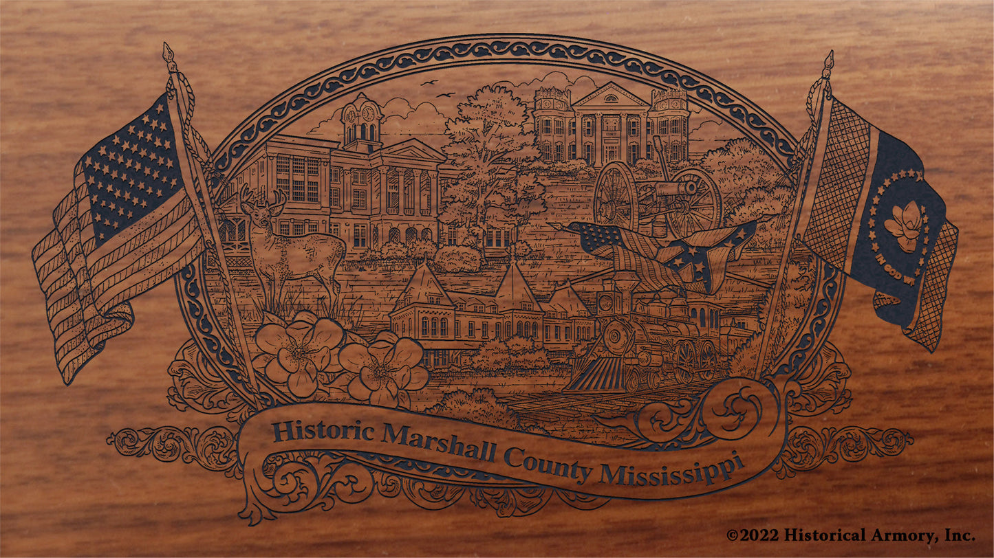 Marshall County Mississippi Engraved Rifle Buttstock