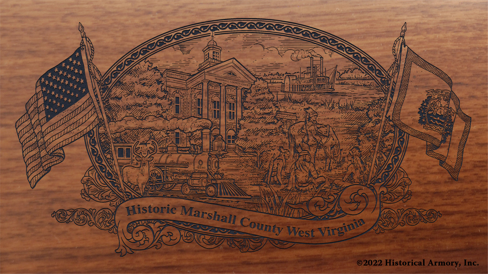 Marshall County West Virginia Engraved Rifle Buttstock