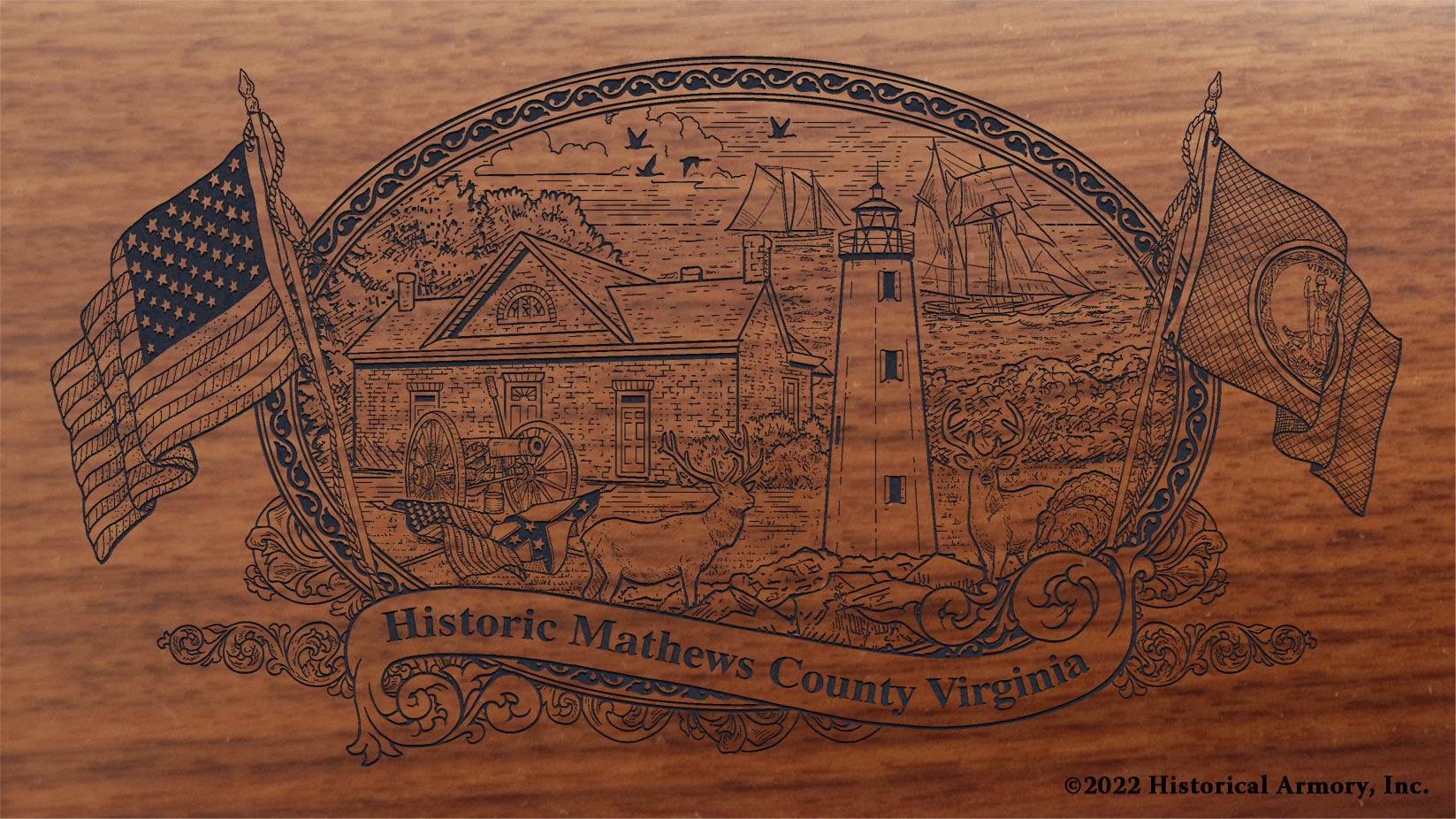 Mathews County Virginia Engraved Rifle Buttstock