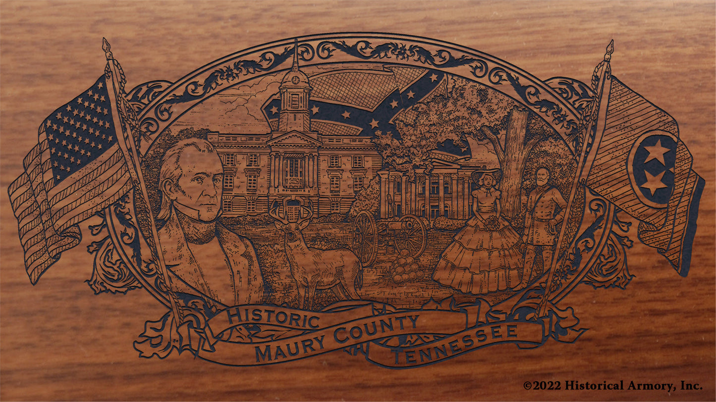 Maury County Tennessee Engraved Rifle Buttstock