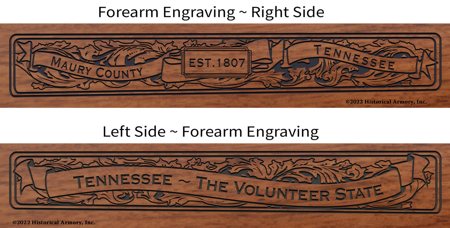 Maury County Tennessee Engraved Rifle Forearm