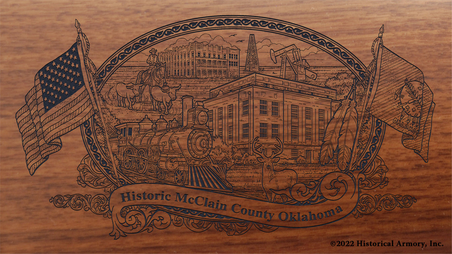 McClain County Oklahoma Engraved Rifle Buttstock