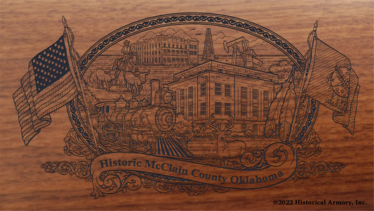 McClain County Oklahoma Engraved Rifle Buttstock