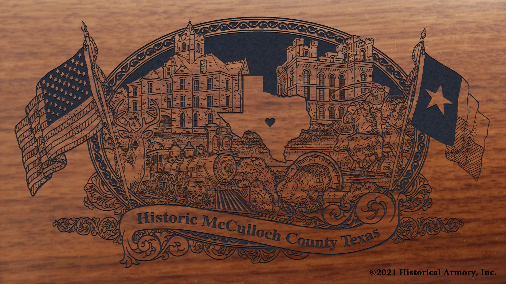 Engraved artwork | History of McCulloch County Texas | Historical Armory