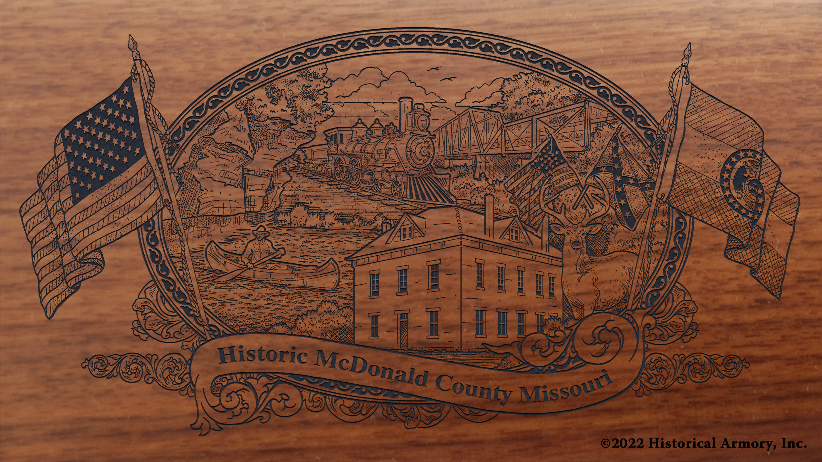 McDonald County Missouri Engraved Rifle Buttstock