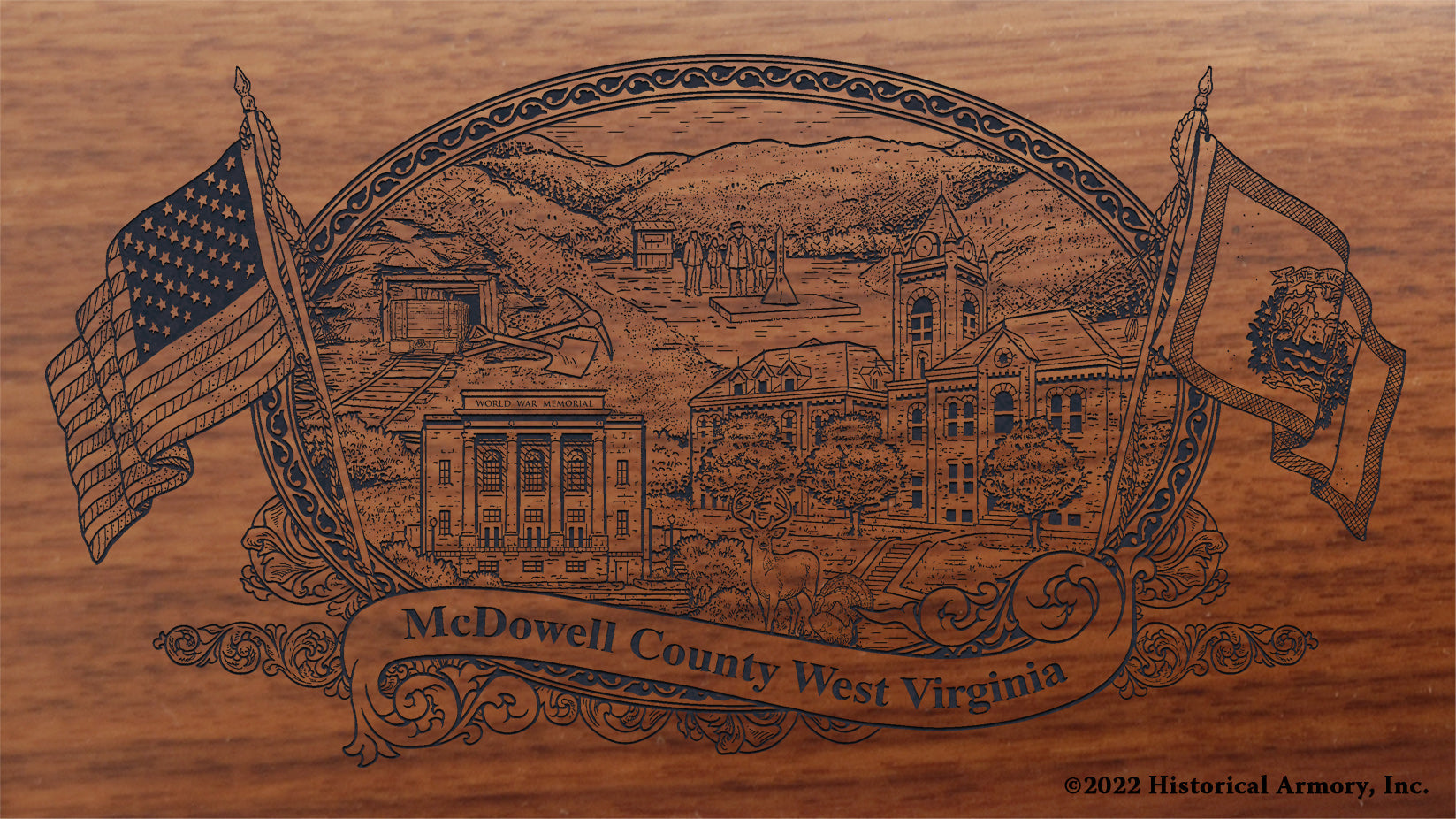McDowell County West Virginia Engraved Rifle Buttstock