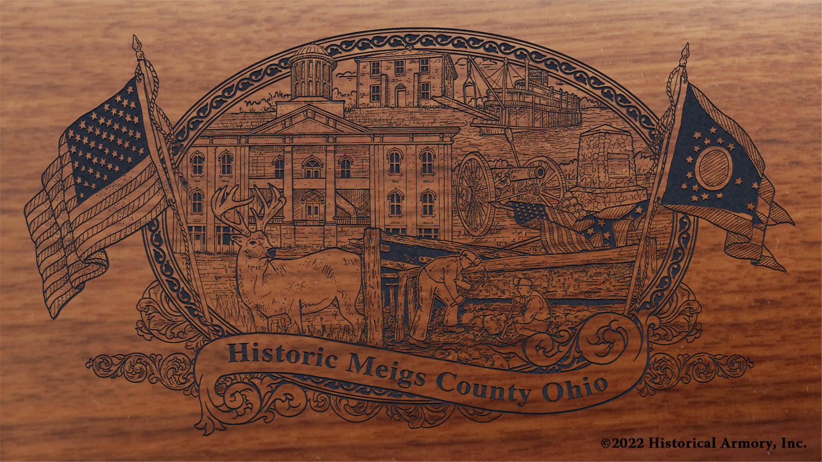 Meigs County Ohio Engraved Rifle Buttstock