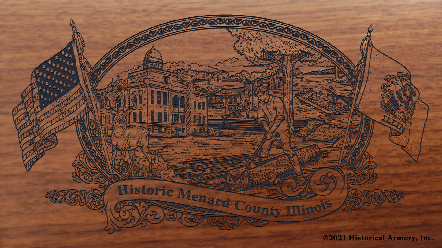 Engraved artwork | History of Menard County Illinois | Historical Armory