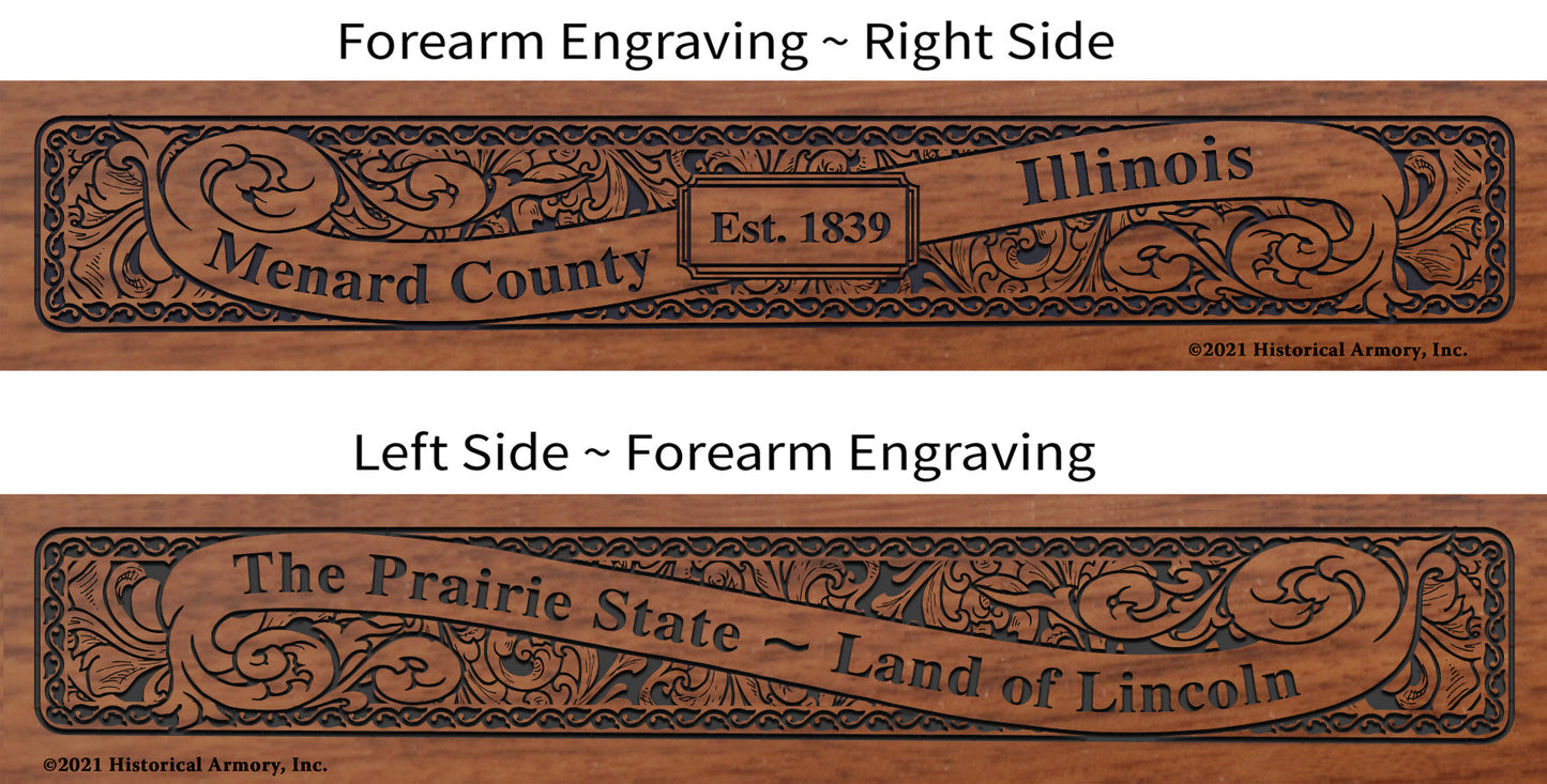 Menard County Illinois Establishment and Motto History Engraved Rifle Forearm