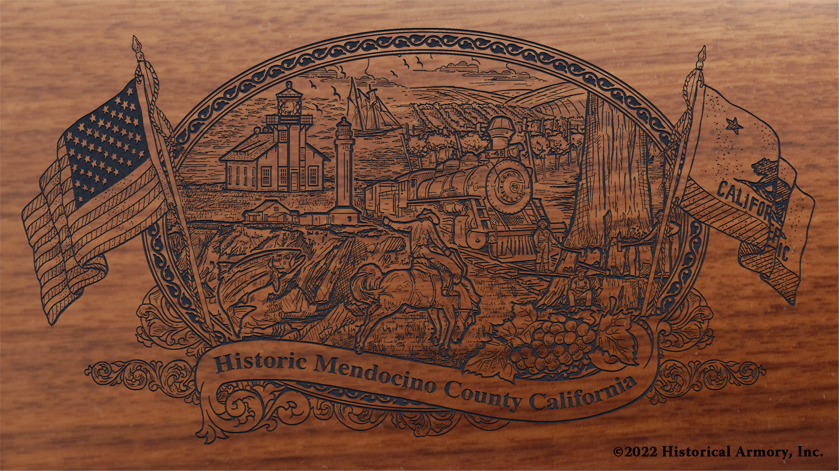 Mendocino County California Engraved Rifle Buttstock