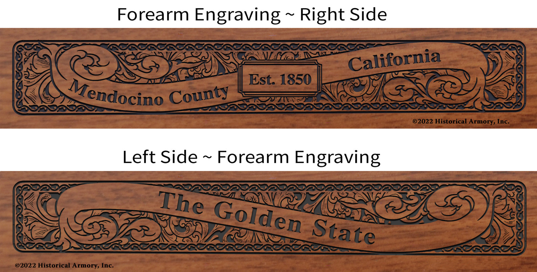 Mendocino County California Engraved Rifle Forearm