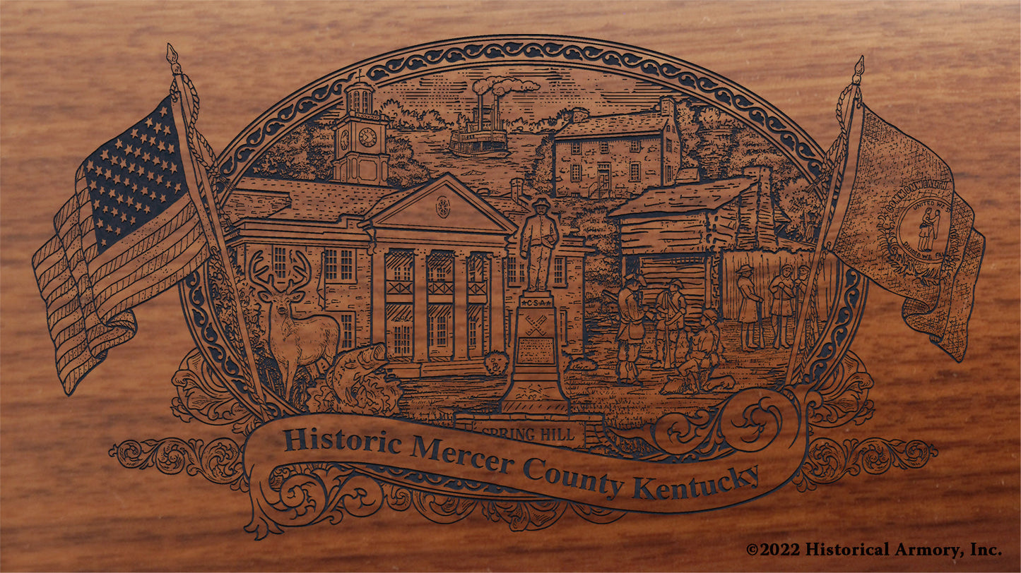 Mercer County Kentucky Engraved Rifle Buttstock
