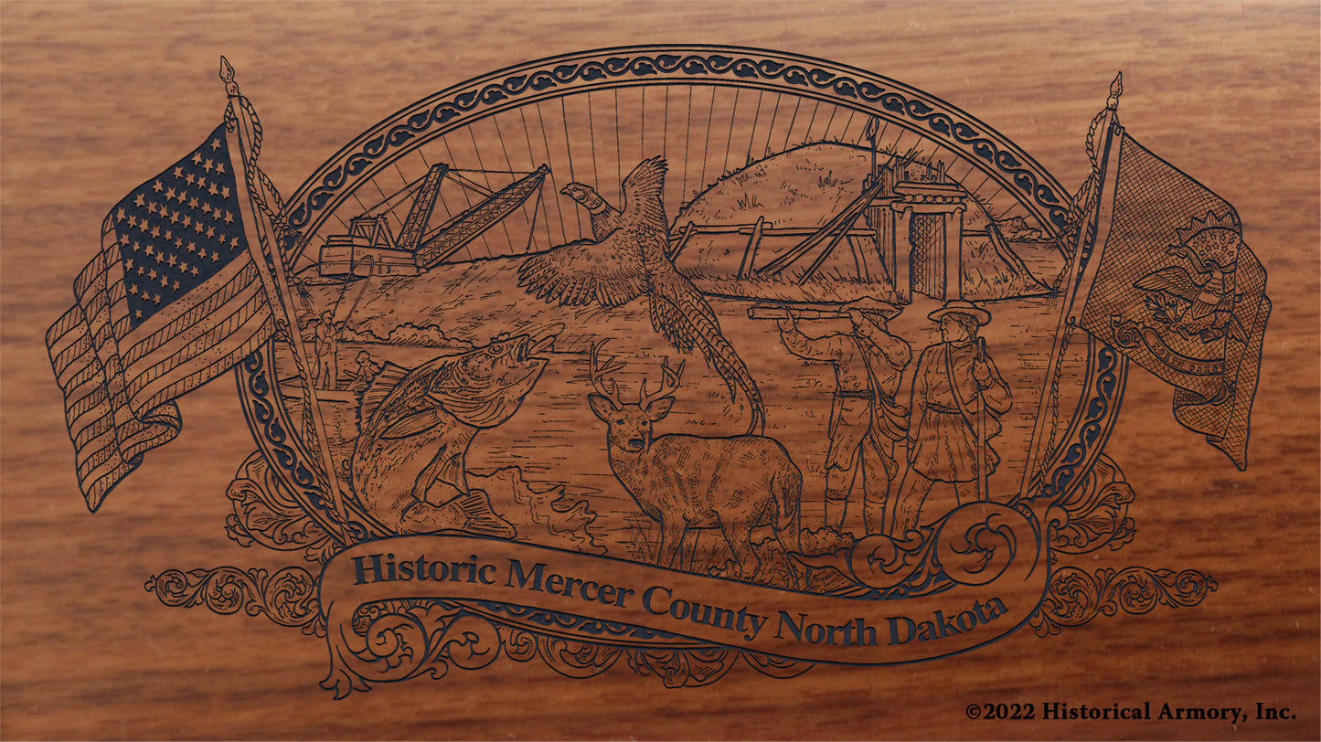 Mercer County North Dakota Engraved Rifle Buttstock