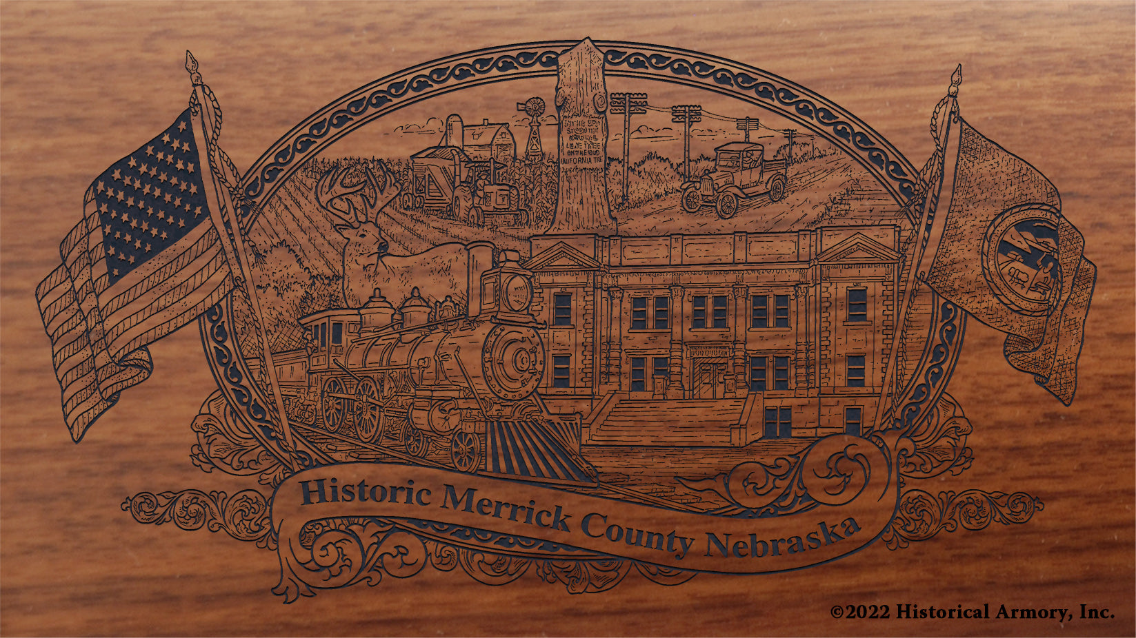 Merrick County Nebraska Engraved Rifle Buttstock