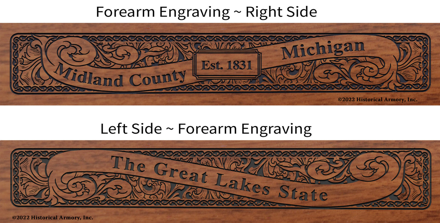 Midland County Michigan Engraved Rifle Forearm