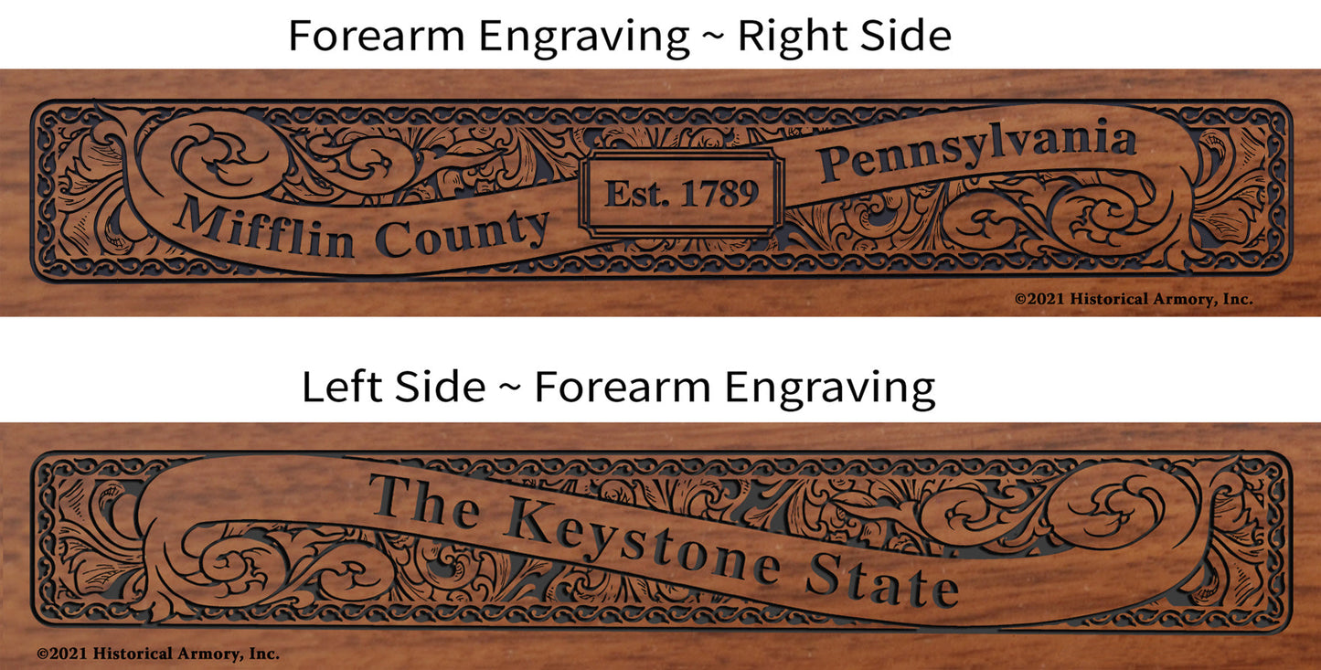 Mifflin County Pennsylvania Engraved Rifle Forearm