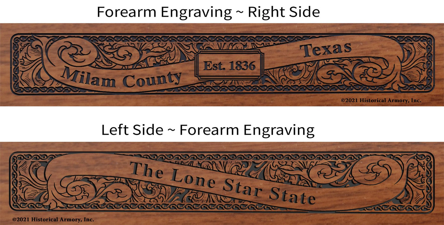 Milam County Texas Establishment and Motto History Engraved Rifle Forearm