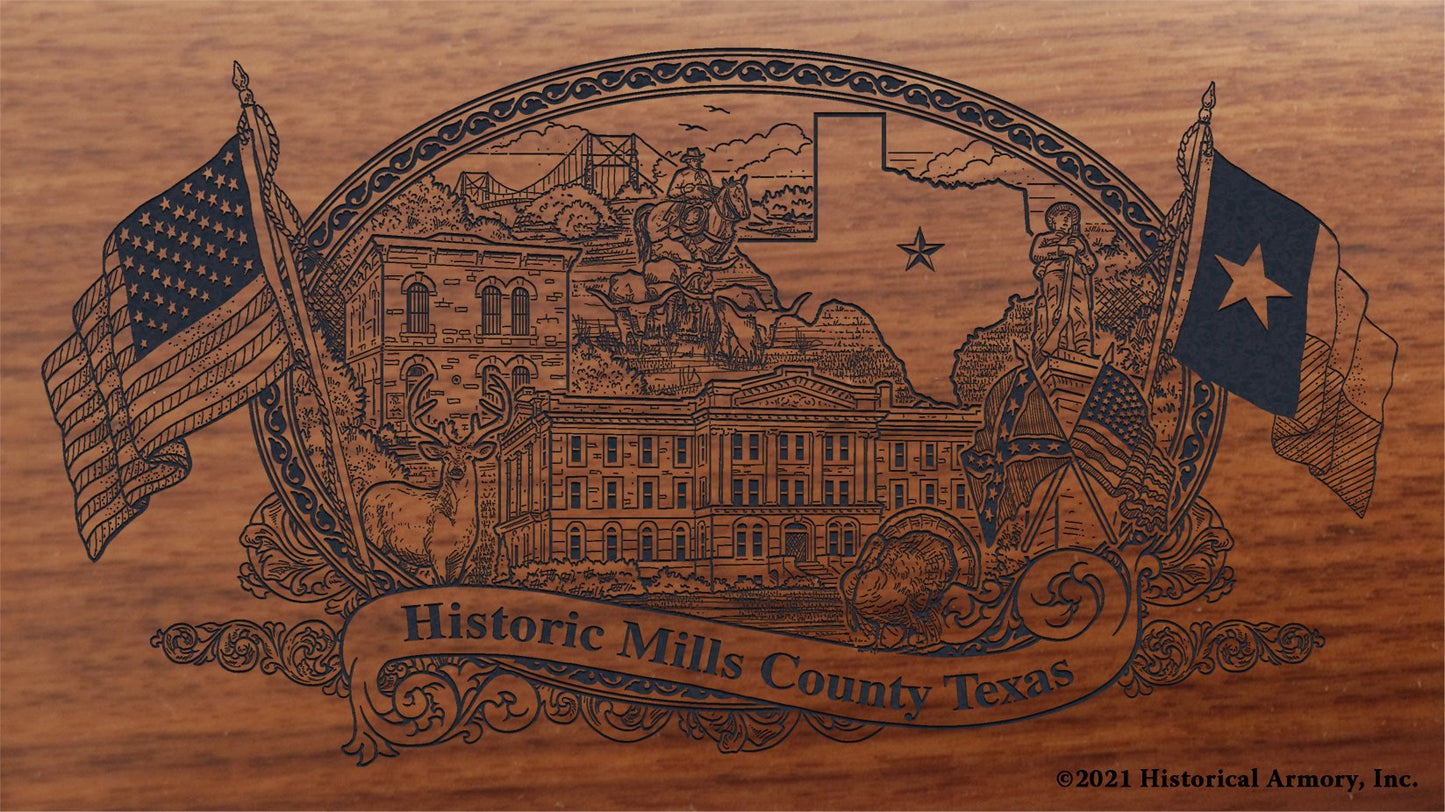 Engraved artwork | History of Mills County Texas | Historical Armory