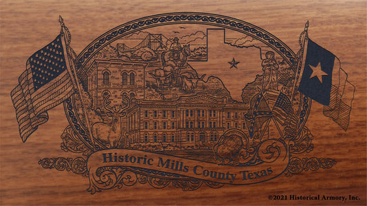 Engraved artwork | History of Mills County Texas | Historical Armory