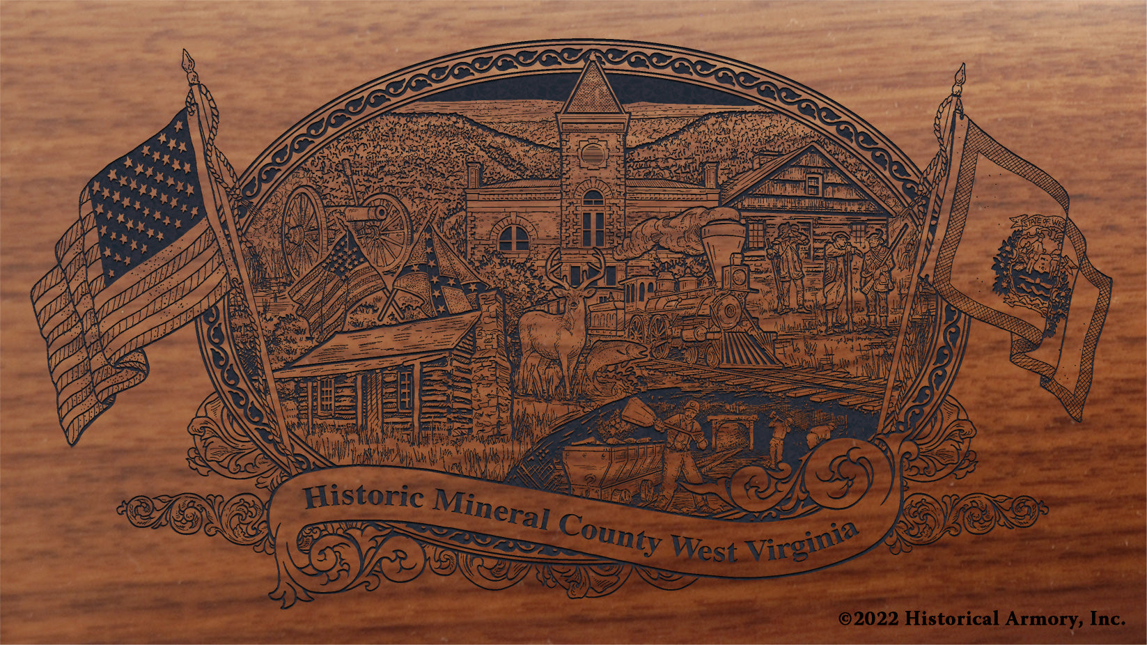 Mineral County West Virginia Engraved Rifle Buttstock