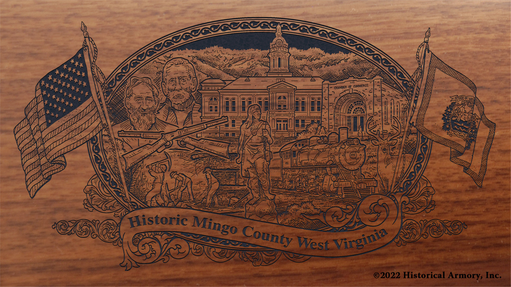 Mingo County West Virginia Engraved Rifle Buttstock