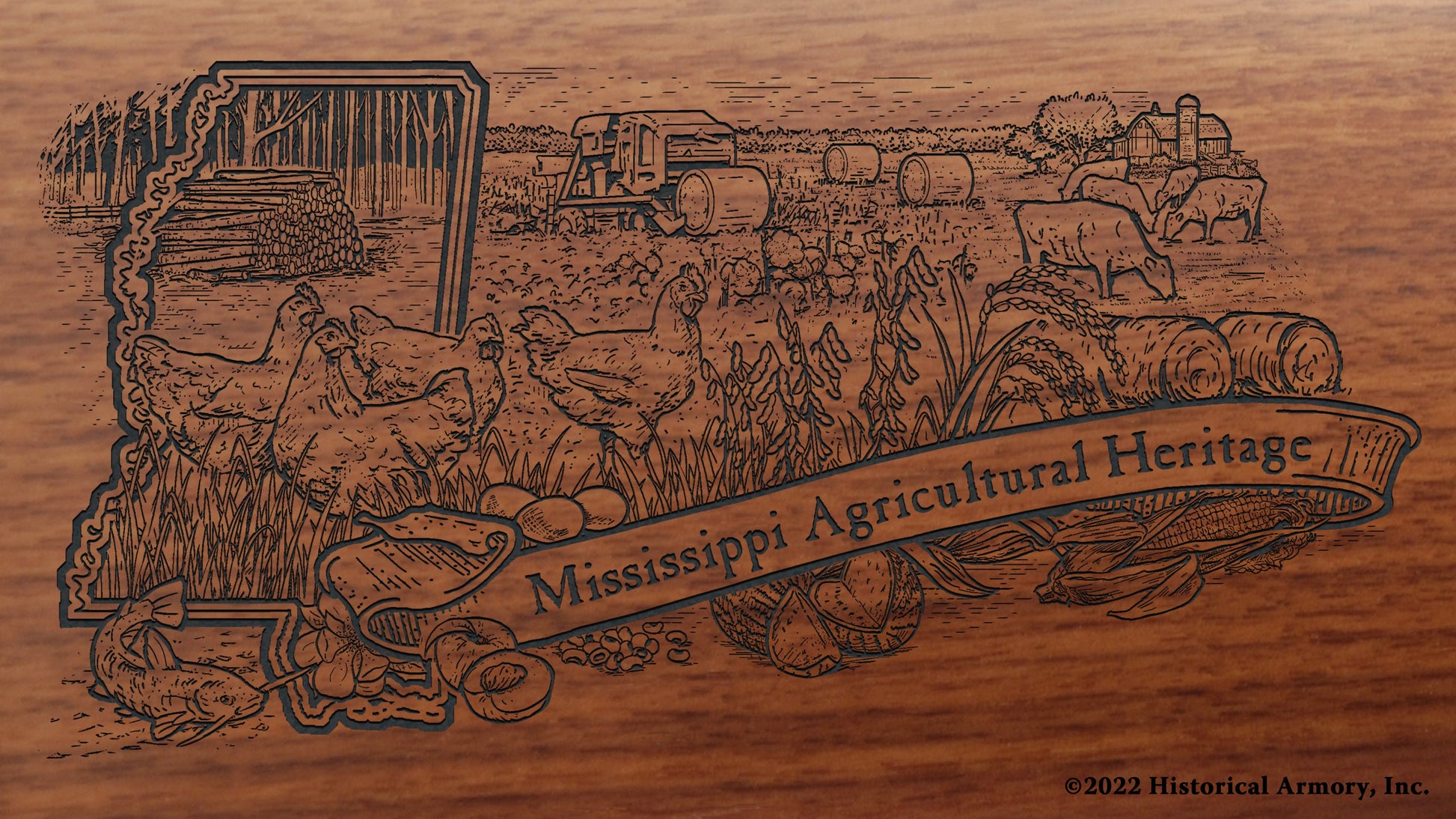 Mississippi Agricultural Heritage Engraved Rifle Buttstock
