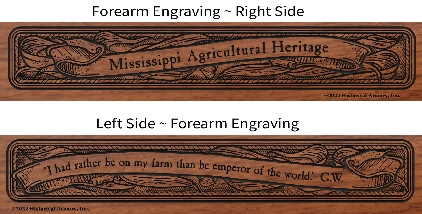 Mississippi Agricultural Heritage Engraved Rifle Forearm