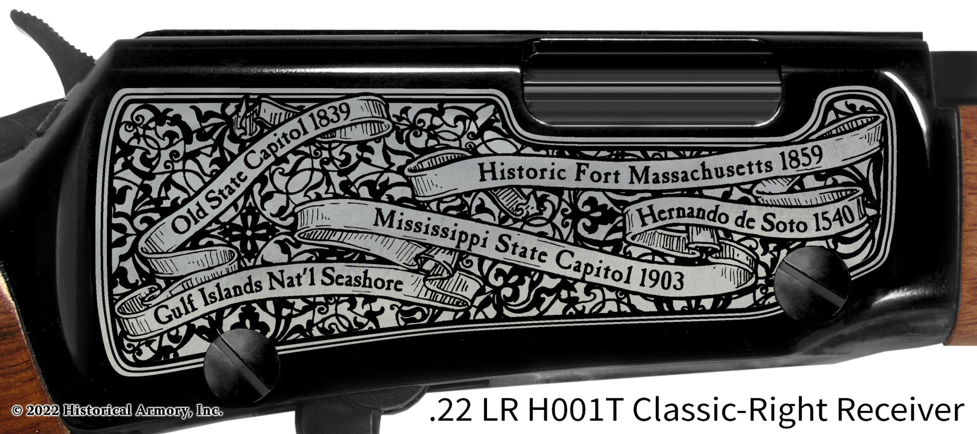 Mississippi State Pride Engraved H00T Receiver detail Henry Rifle