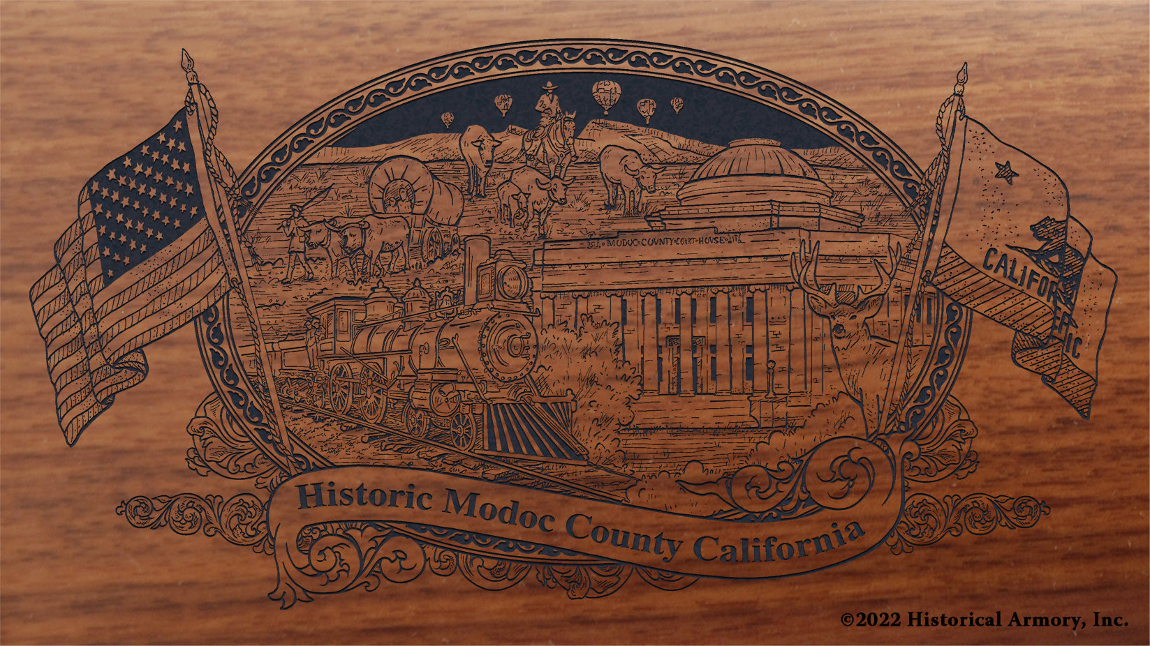 Modoc County California Engraved Rifle Buttstock