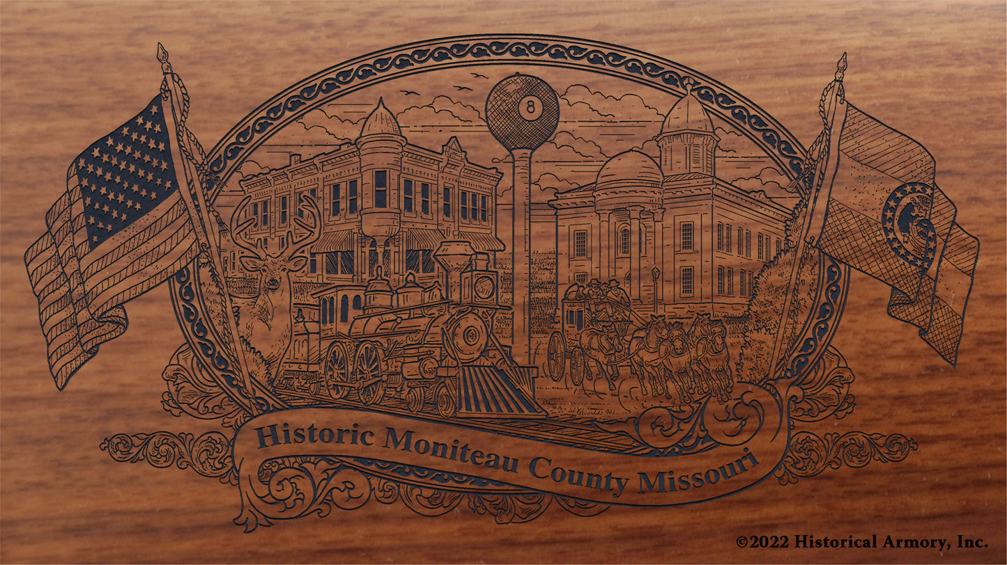 Moniteau County Missouri Engraved Rifle Buttstock