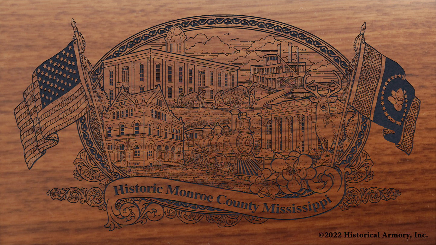Monroe County Mississippi Engraved Rifle Buttstock