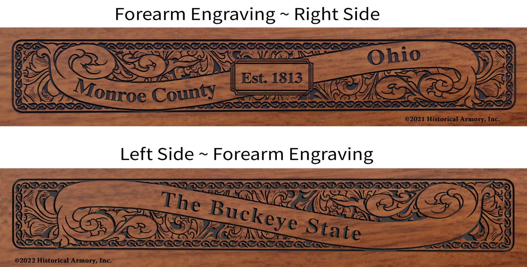 Monroe County Ohio Engraved Rifle Forearm
