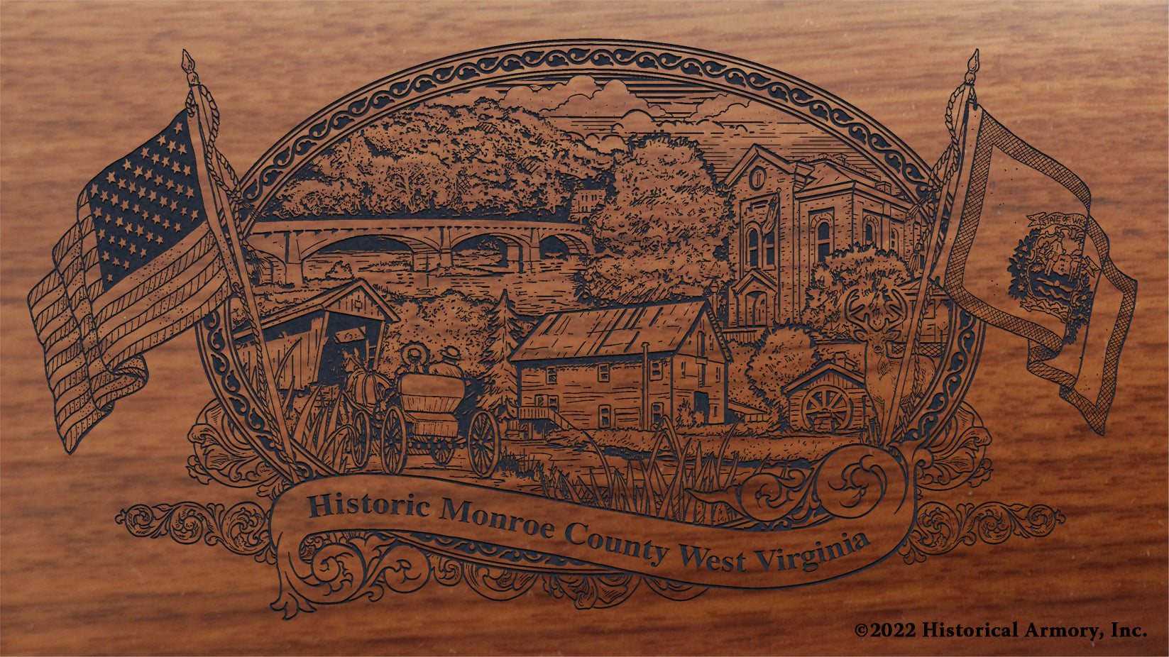 Monroe County West Virginia Engraved Rifle Buttstock