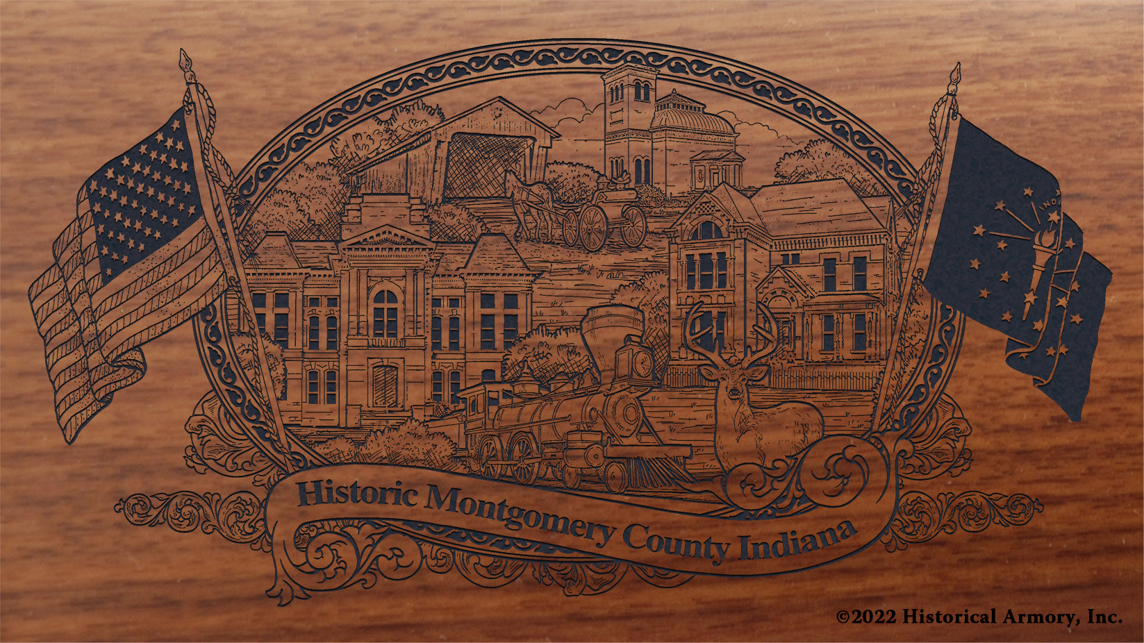 Montgomery County Indiana Engraved Rifle Buttstock