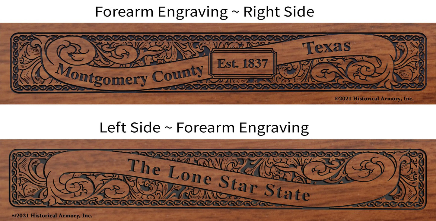 Montgomery County Texas Establishment and Motto History Engraved Rifle Forearm