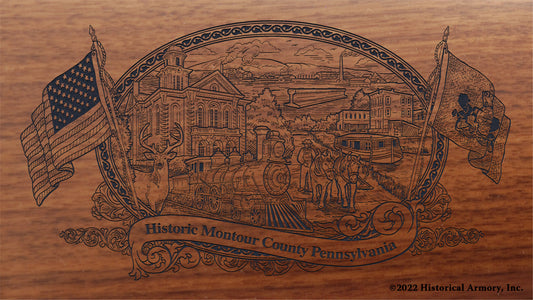 Montour County Pennsylvania Engraved Rifle Buttstock