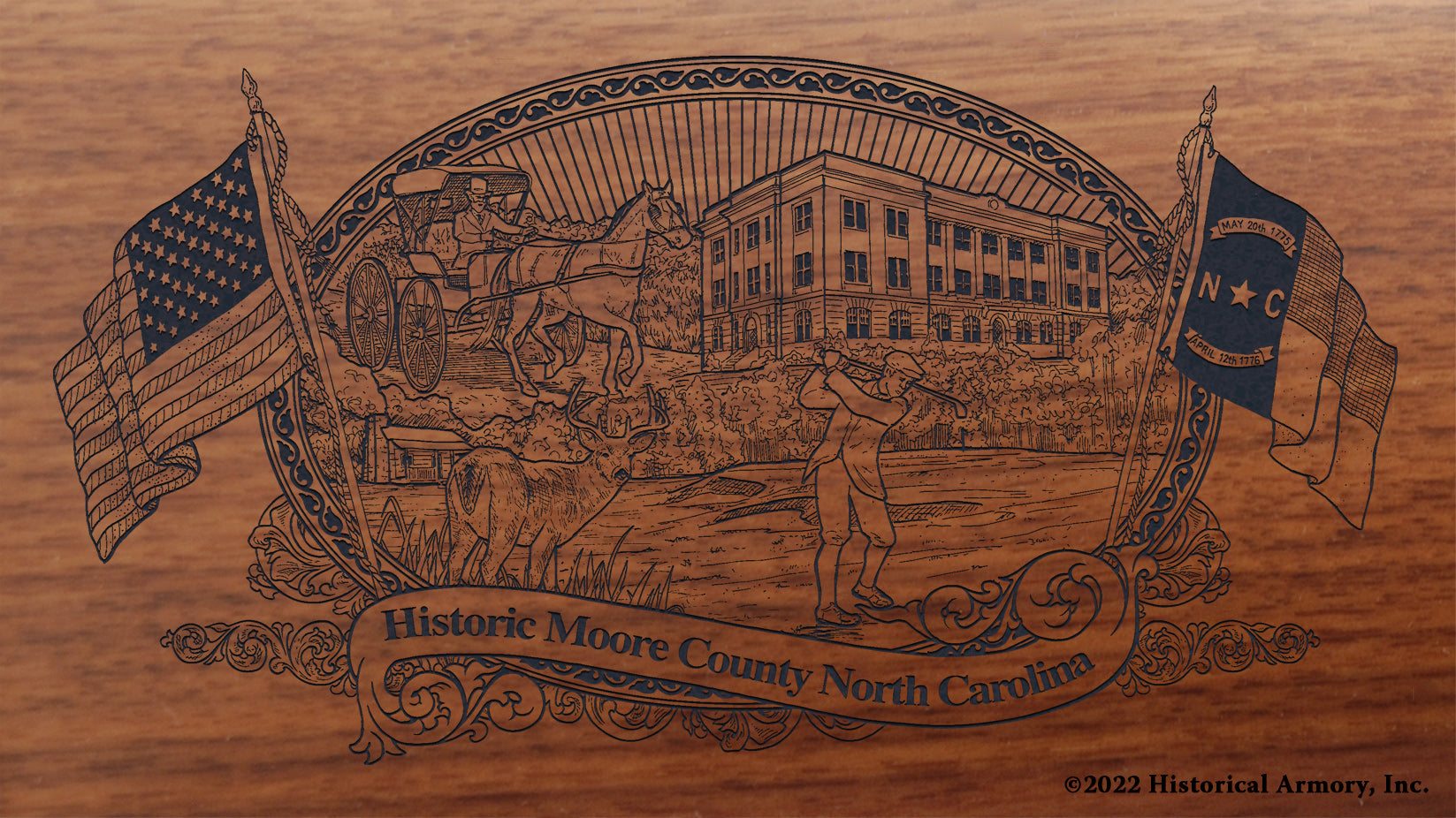 Moore County North Carolina Engraved Rifle Buttstock