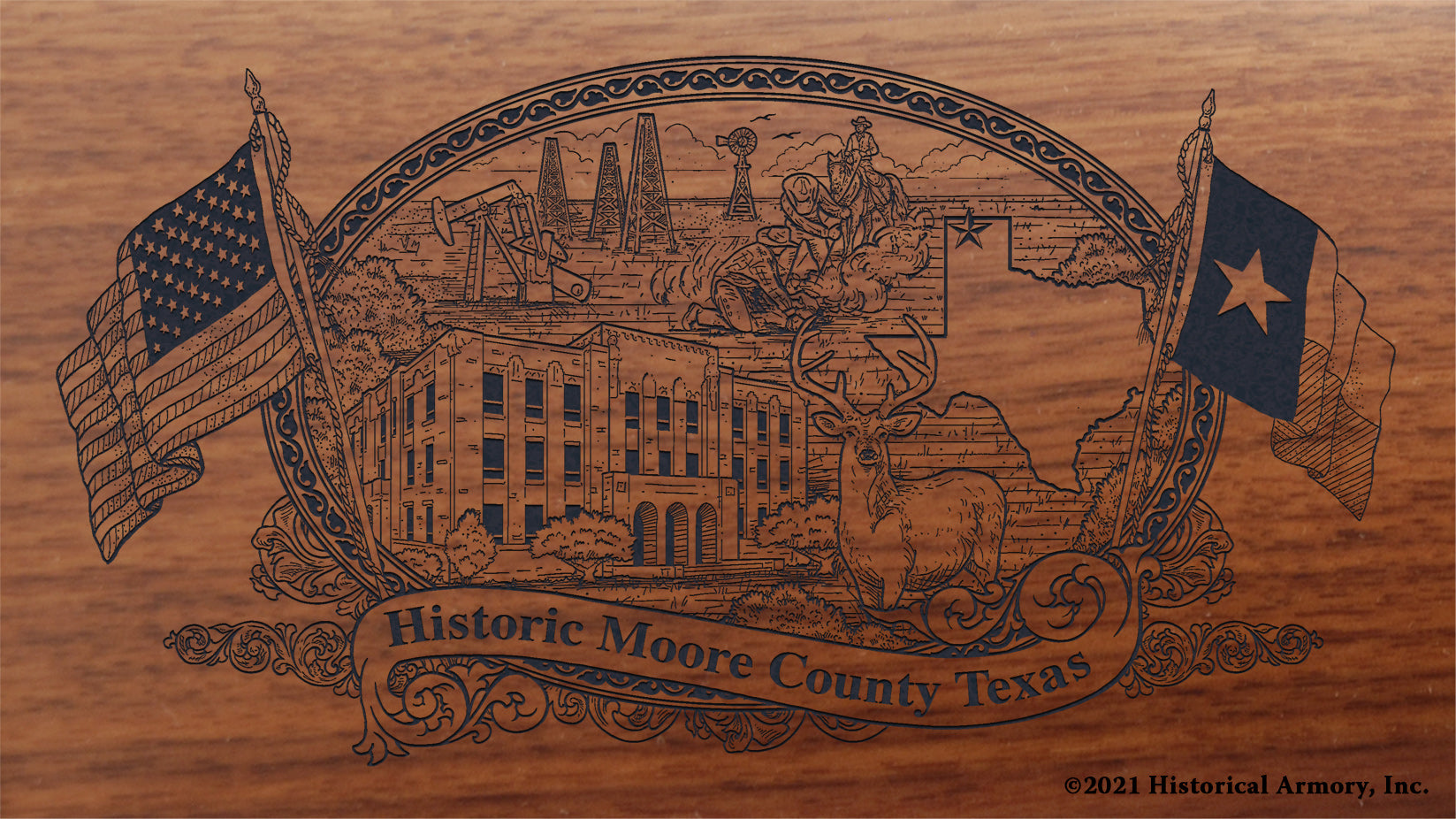 Engraved artwork | History of Moore County Texas | Historical Armory
