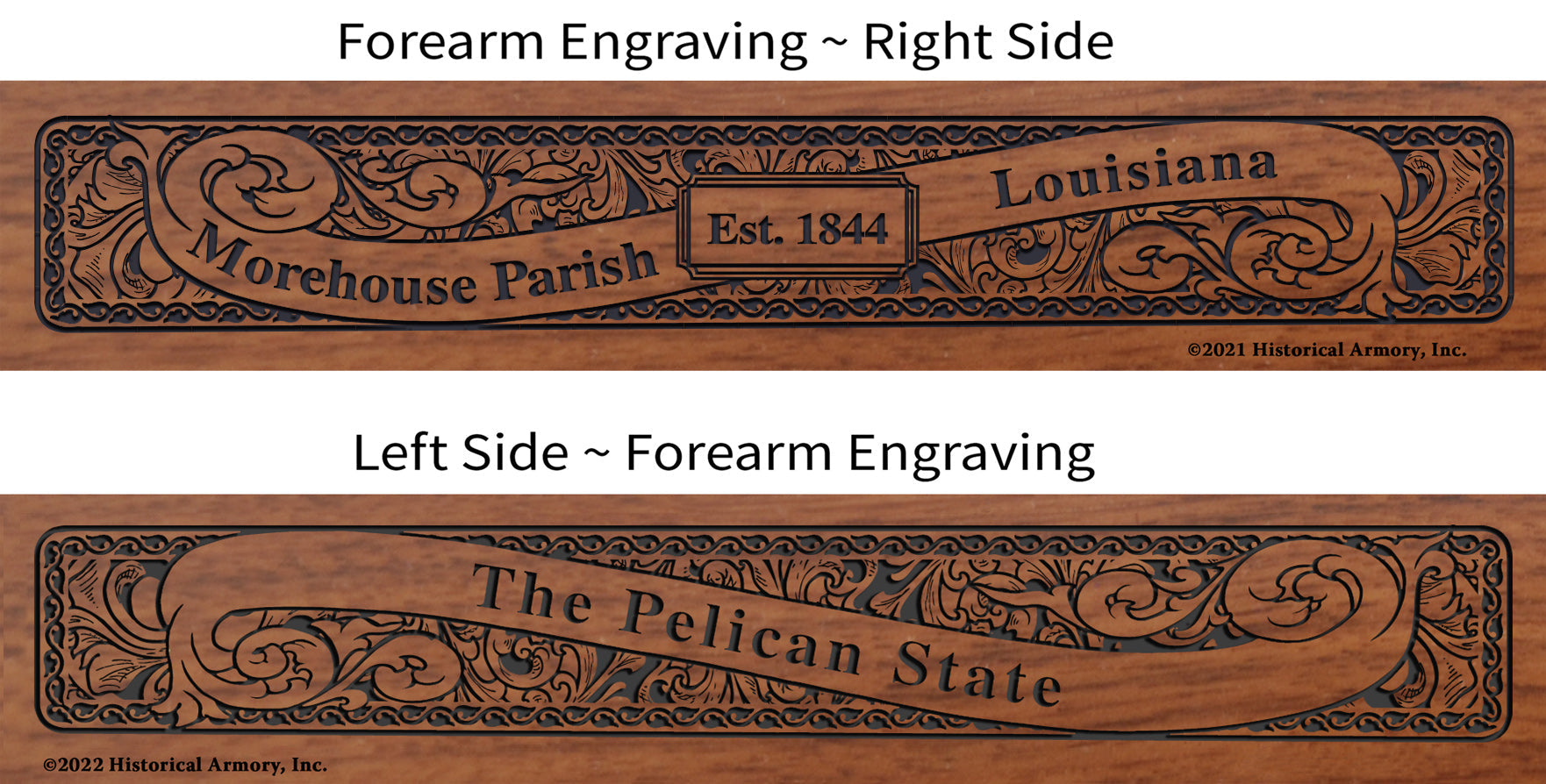 Morehouse Parish Louisiana Engraved Rifle Forearm Right-Side